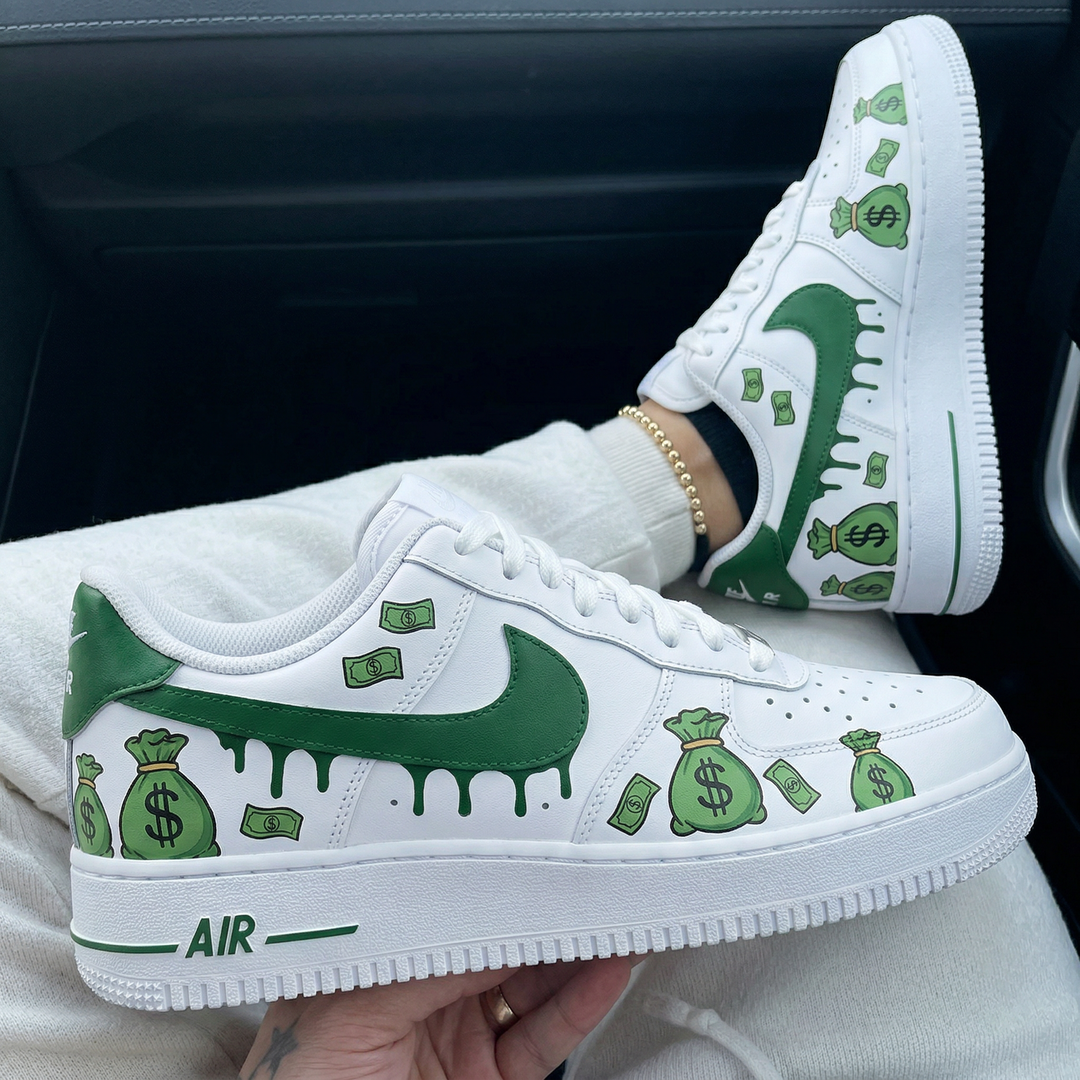 Custom Air Force 1 Green Money Bags Dollar Bills