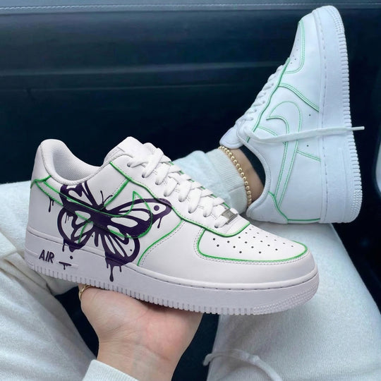 Custom Air Force 1 Green Purple Butterflies