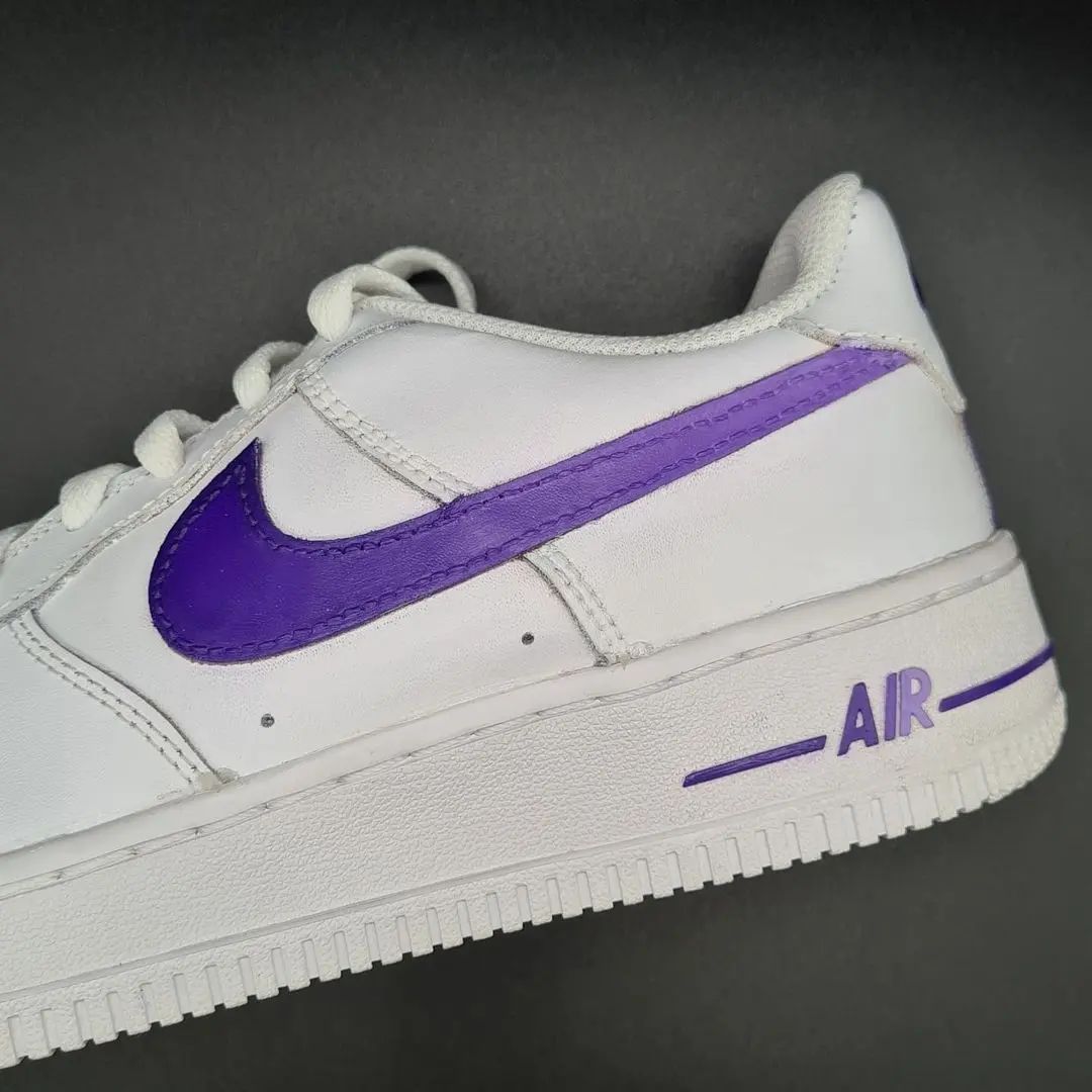 Custom Air Force 1 Green Purple Swoosh Design