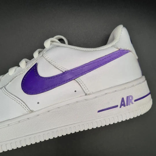 Custom Air Force 1 Green Purple Swoosh Design