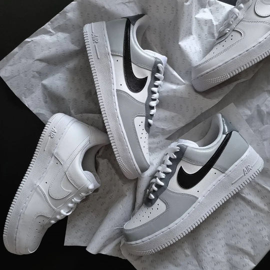 Custom Air Force 1 Grey Black Design