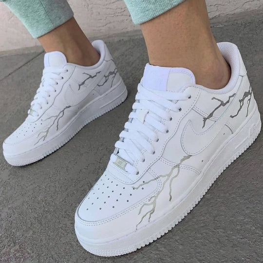 Custom Air Force 1 Grey Crack Pattern