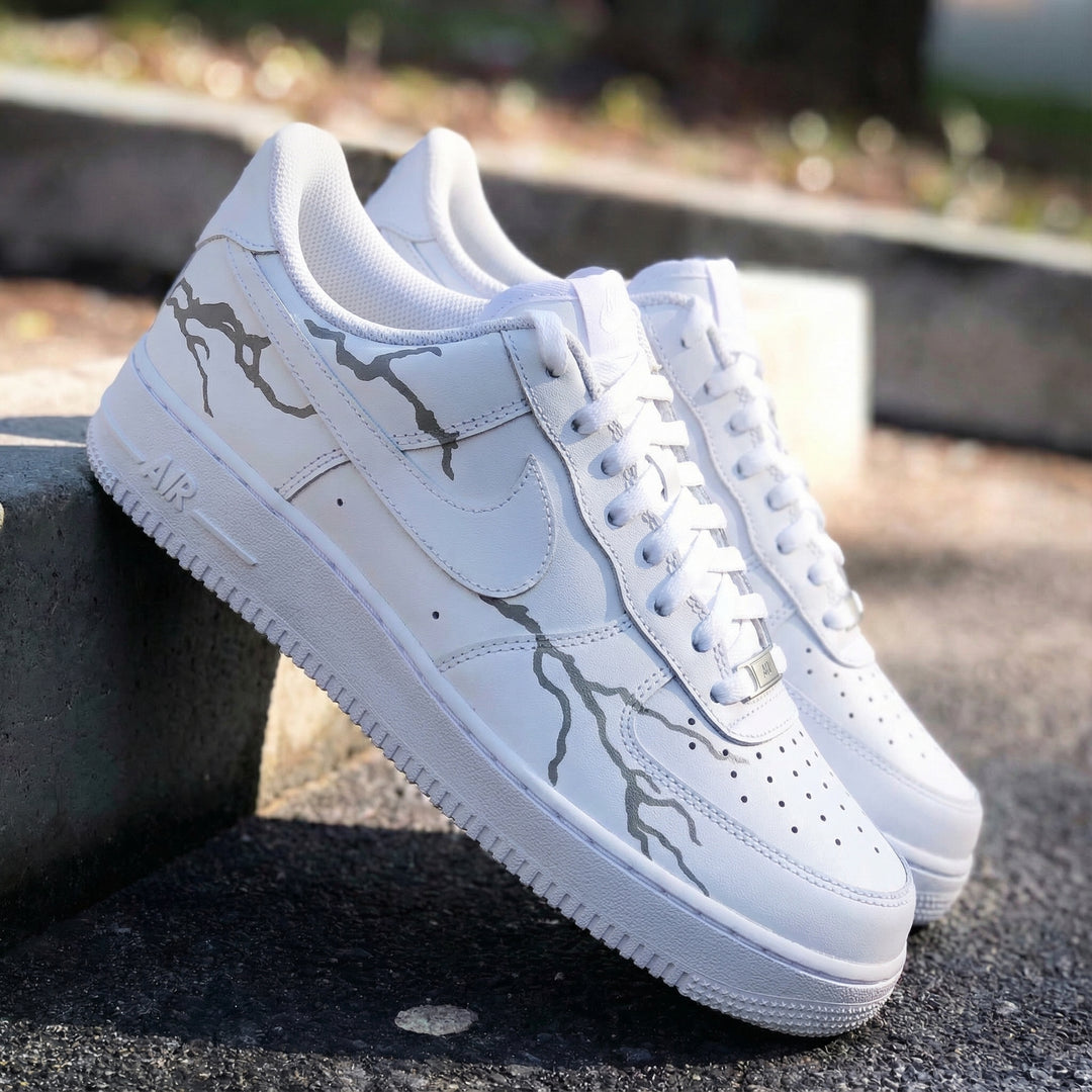 Custom Air Force 1 Grey Crack Pattern