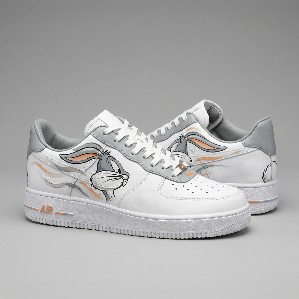Custom Air Force 1 Grey Orange Bugs Bunny