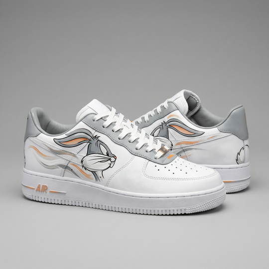 Custom Air Force 1 Grey Orange Bugs Bunny