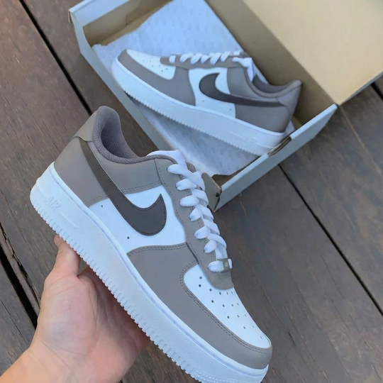 Custom Air Force 1 Grey White Design