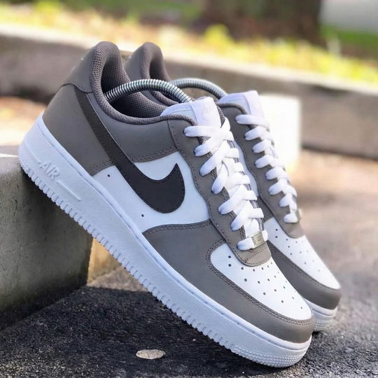 Custom Air Force 1 Grey White Design
