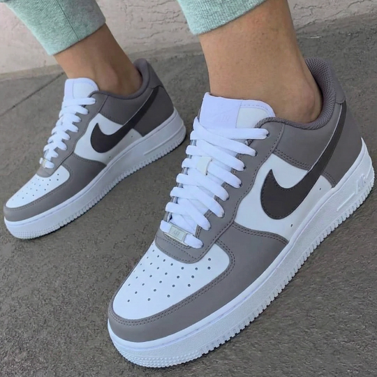 Custom Air Force 1 Grey White Design