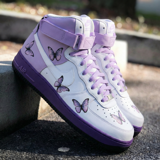 Custom Air Force 1 Lavender Purple Butterflies