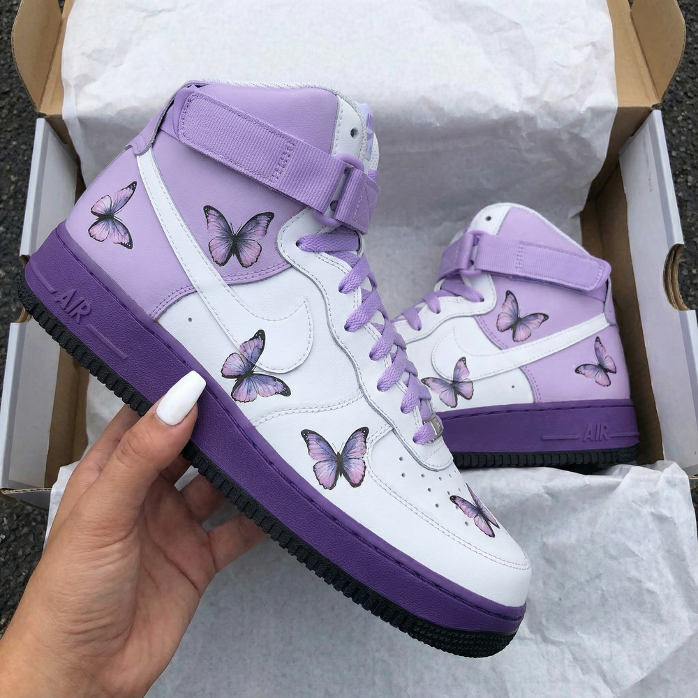 Custom Air Force 1 Lavender Purple Butterflies