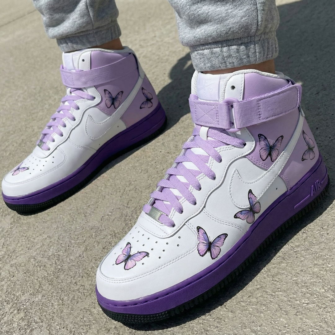 Custom Air Force 1 Lavender Purple Butterflies