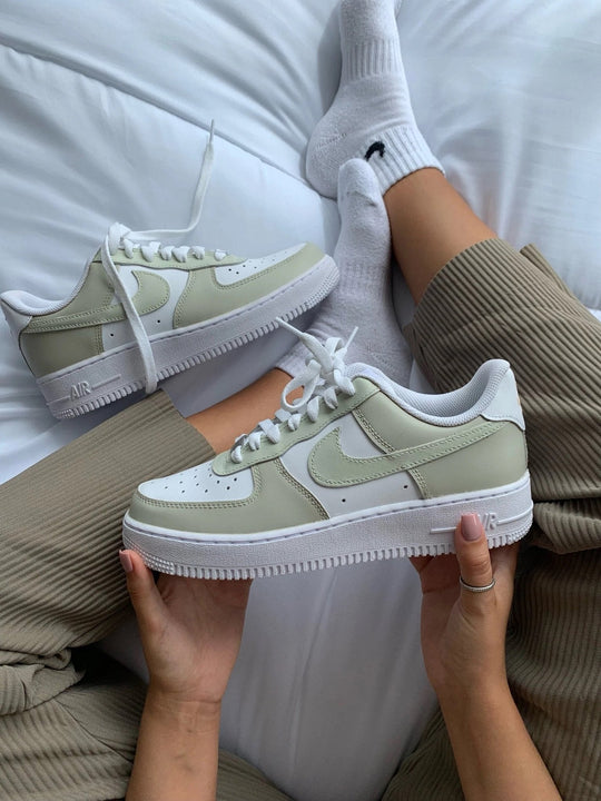 Custom Air Force 1 Light Green And White Design