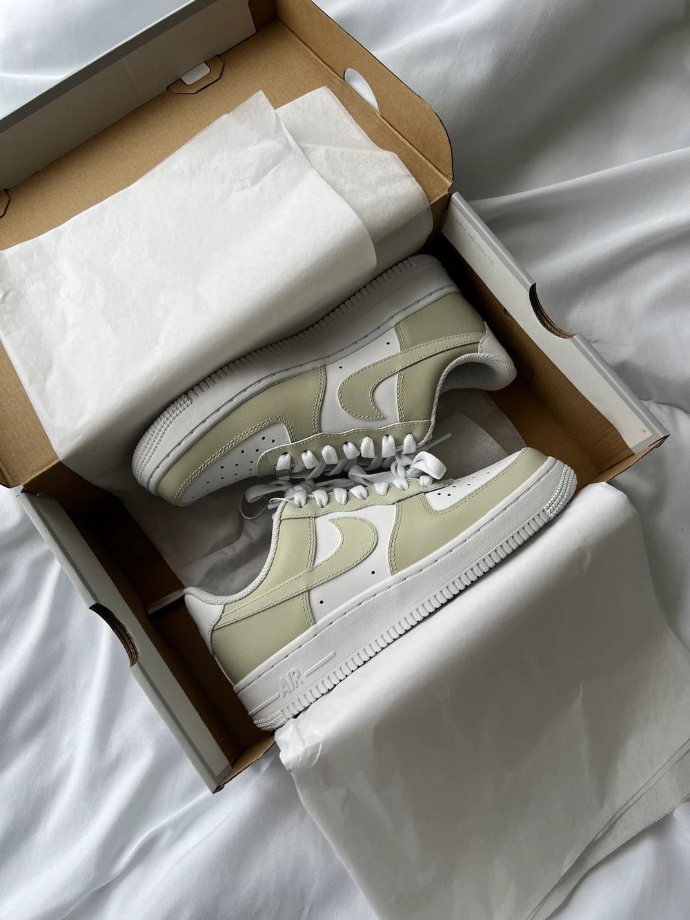 Custom Air Force 1 Light Green And White Design