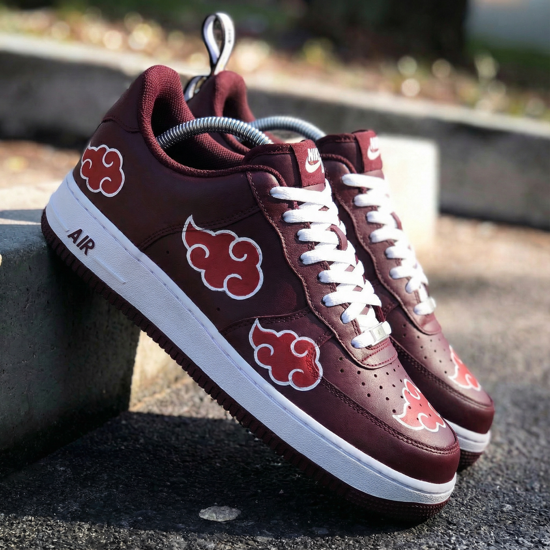Custom Air Force 1 Maroon Akatsuki Clouds