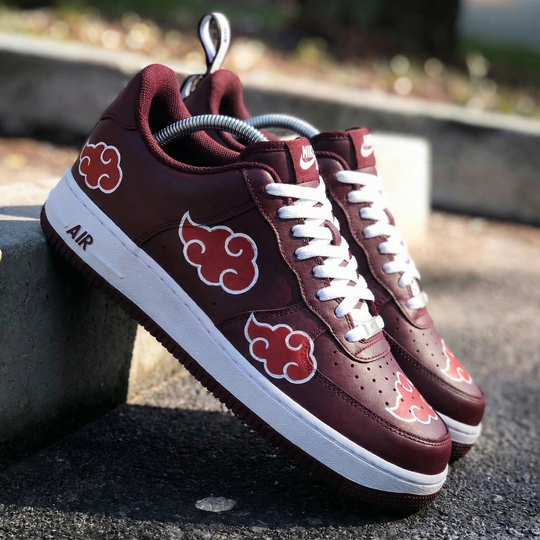 Custom Air Force 1 Maroon Akatsuki Clouds