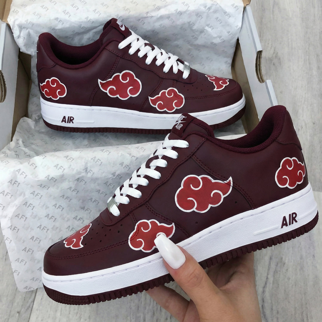 Custom Air Force 1 Maroon Akatsuki Clouds