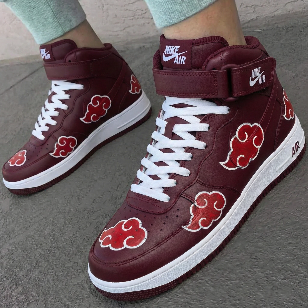 Custom Air Force 1 Maroon Akatsuki Clouds