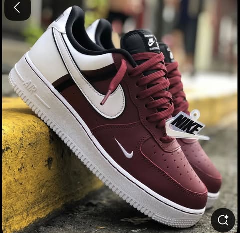 Custom Air Force 1 Maroon And White Solid Color 