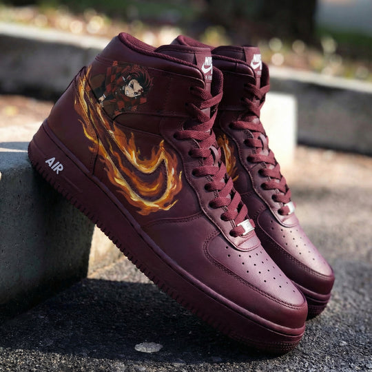 Custom Air Force 1 Maroon Demon Slayer Theme