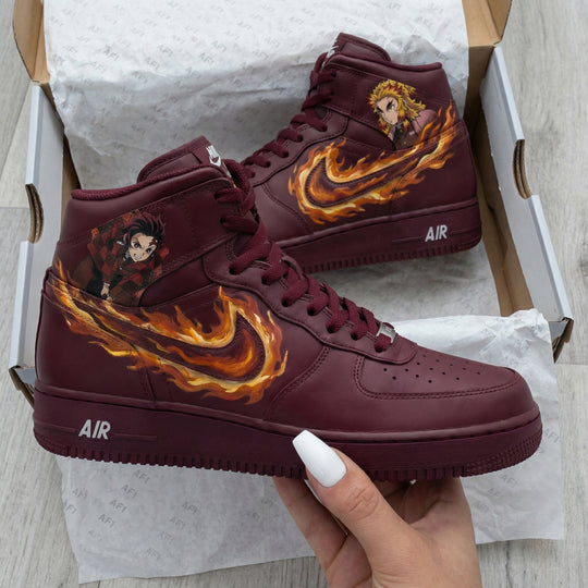 Custom Air Force 1 Maroon Demon Slayer Theme
