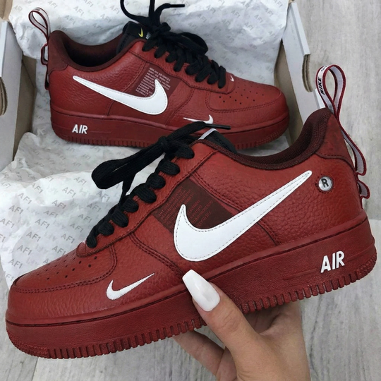 Custom Air Force 1 Maroon White Swoosh Design