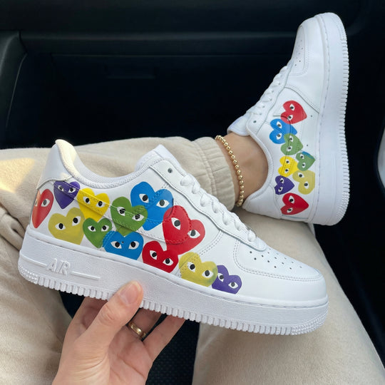 Custom Air Force 1 Multicolored Heart Patterns
