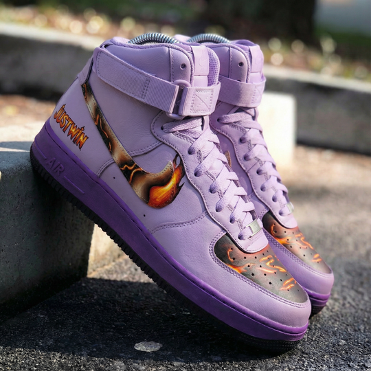 Custom Air Force 1 Mysterious Pastel Purple Flame Design
