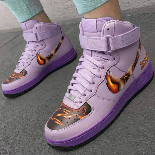 Custom Air Force 1 Mysterious Pastel Purple Flame Design