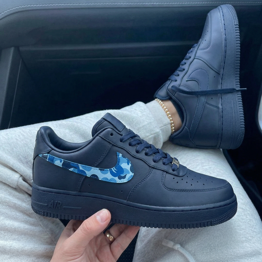 Custom Air Force 1 Navy Blue Camo