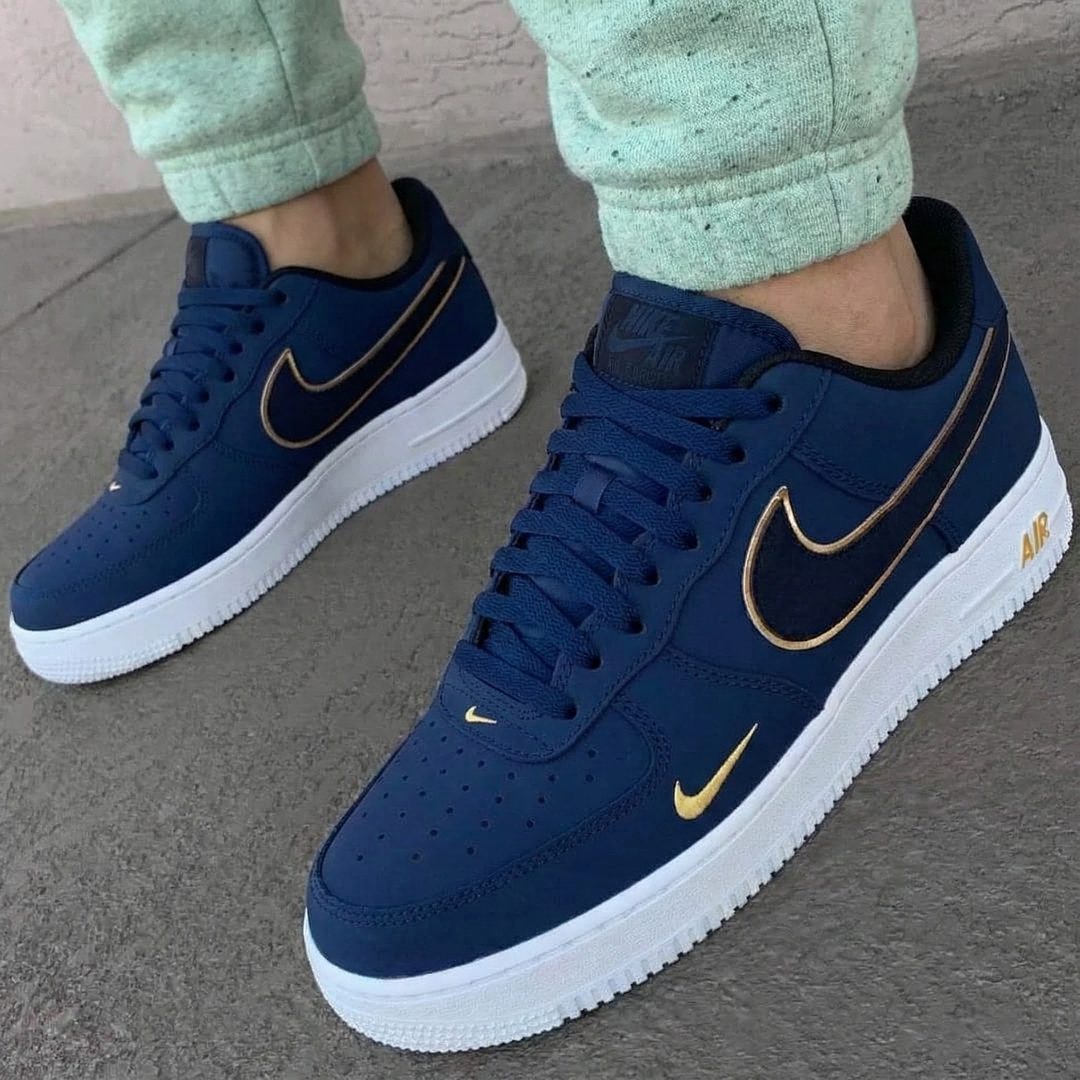 Custom Air Force 1 Navy Gold Trim