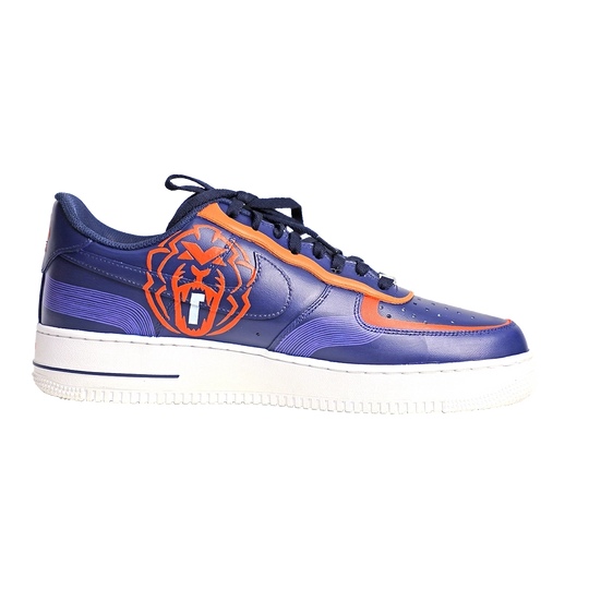 Custom Air Force 1 Navy Orange Lion Abstract Pattern
