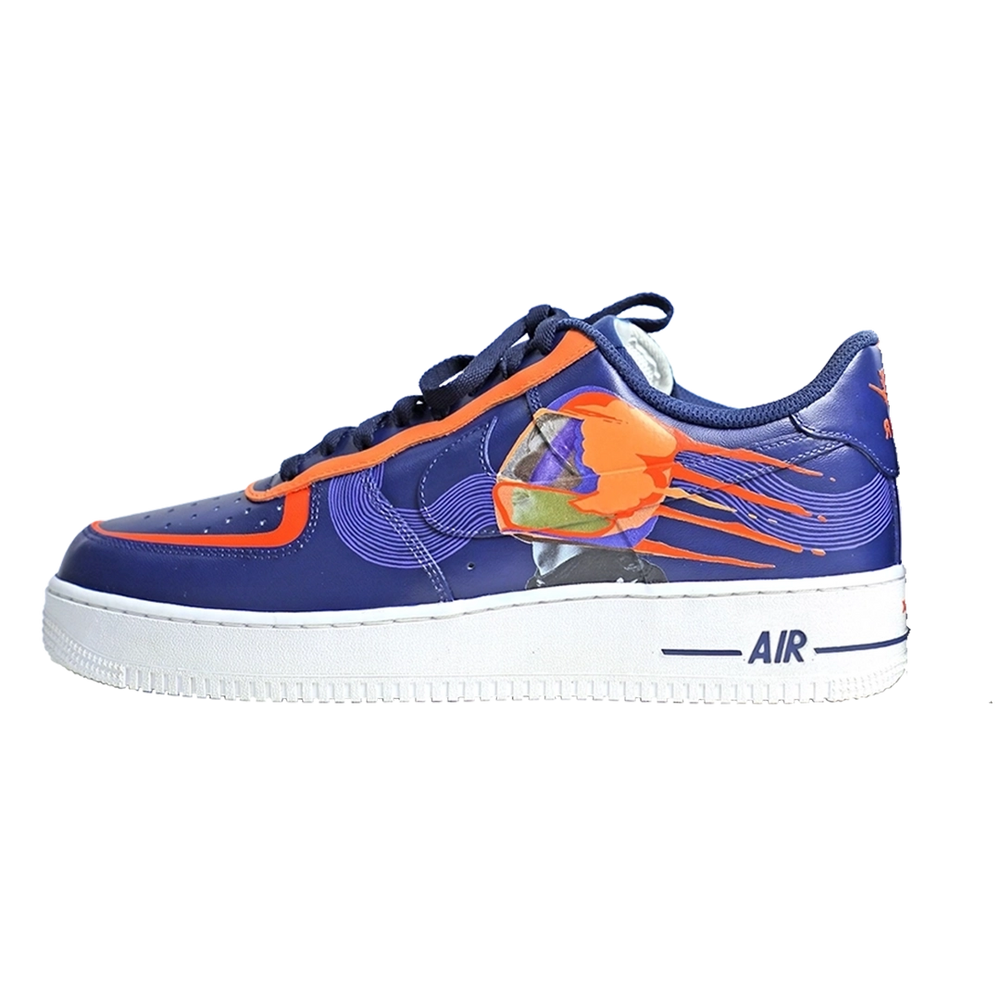 Custom Air Force 1 Navy Orange Lion Abstract Pattern