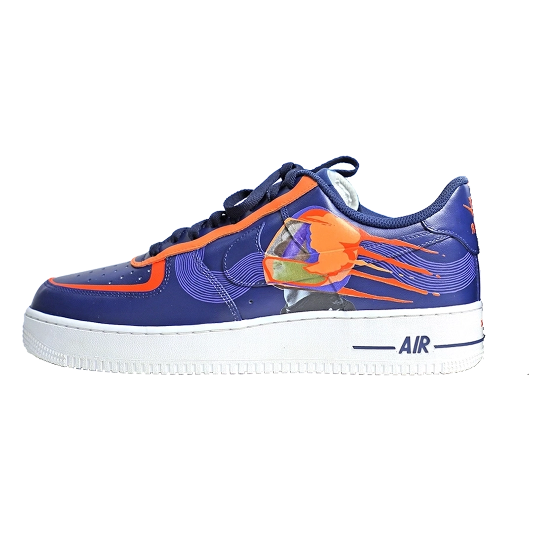 Custom Air Force 1 Navy Orange Lion Abstract Pattern