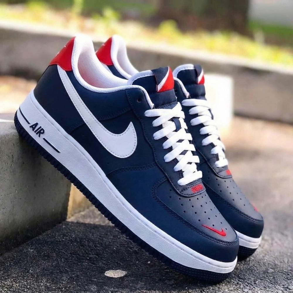 Custom Air Force 1 Navy Red White Design