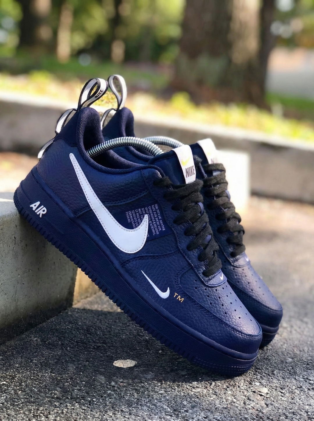 Custom Air Force 1 Navy White Logo Design