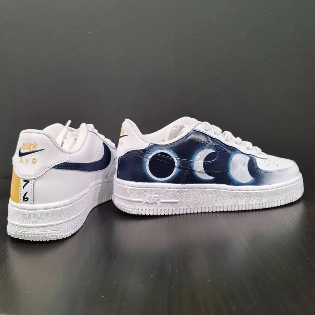 Custom Air Force 1 Navy Yellow Moon and Planet Design – Lilaccustom