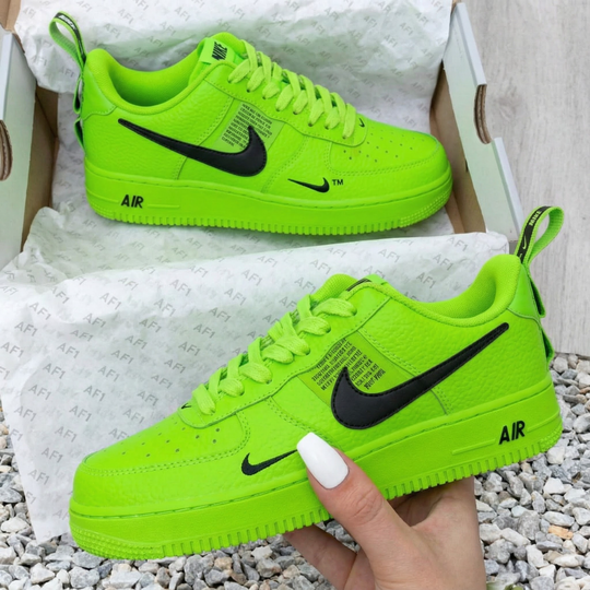 Custom Air Force 1 Neon Green Black Logo