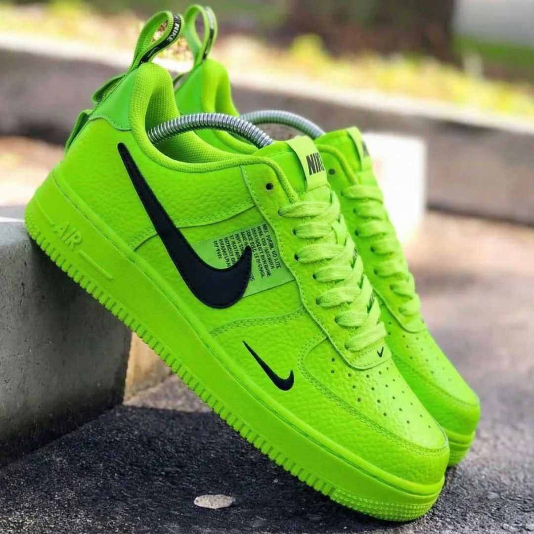 Custom Air Force 1 Neon Green Black Logo