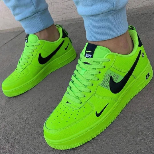 Custom Air Force 1 Neon Green Black Logo