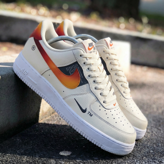 Custom Air Force 1 Off - White Orange Ombre Swoosh