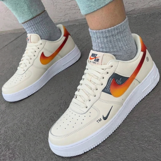 Custom Air Force 1 Off - White Orange Ombre Swoosh