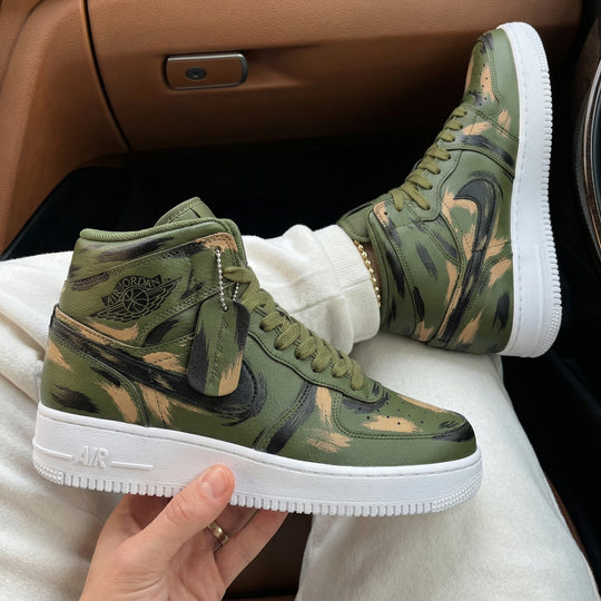Custom Air Force 1 Olive Camouflage Pattern
