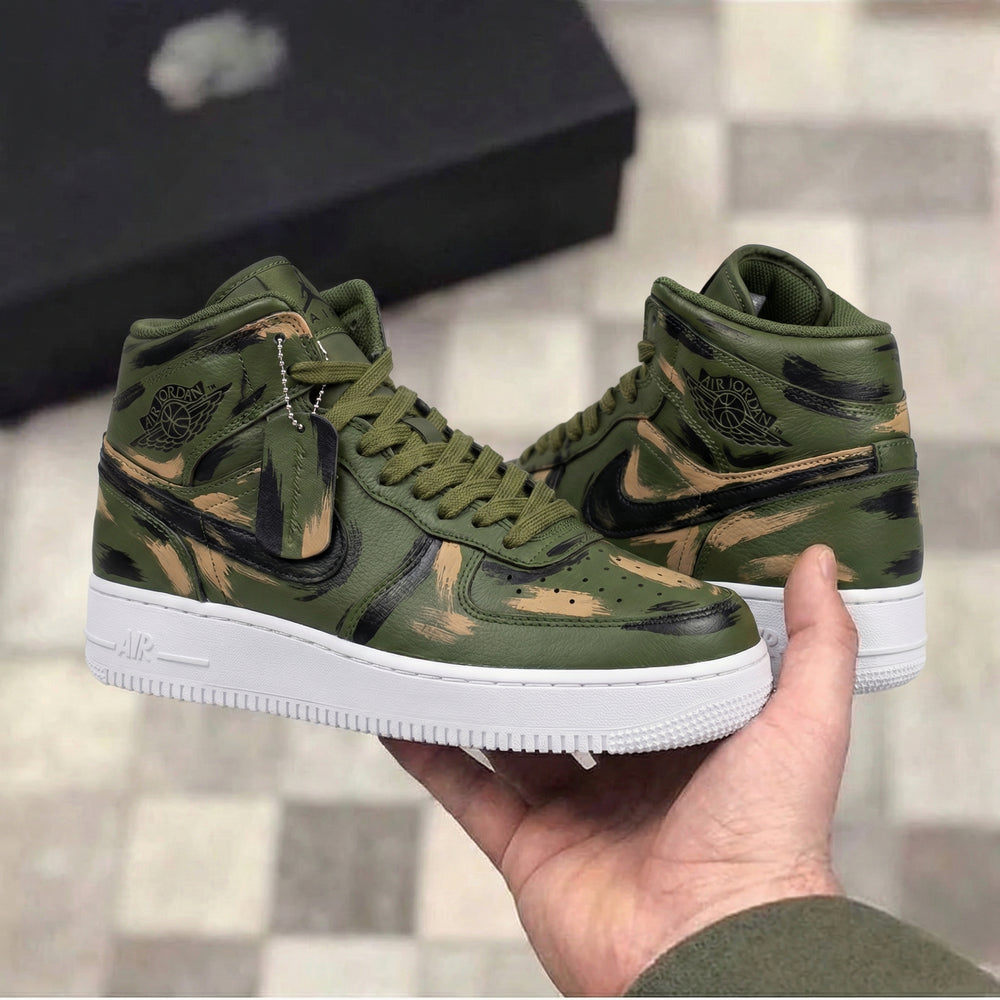 Custom Air Force 1 Olive Camouflage Pattern