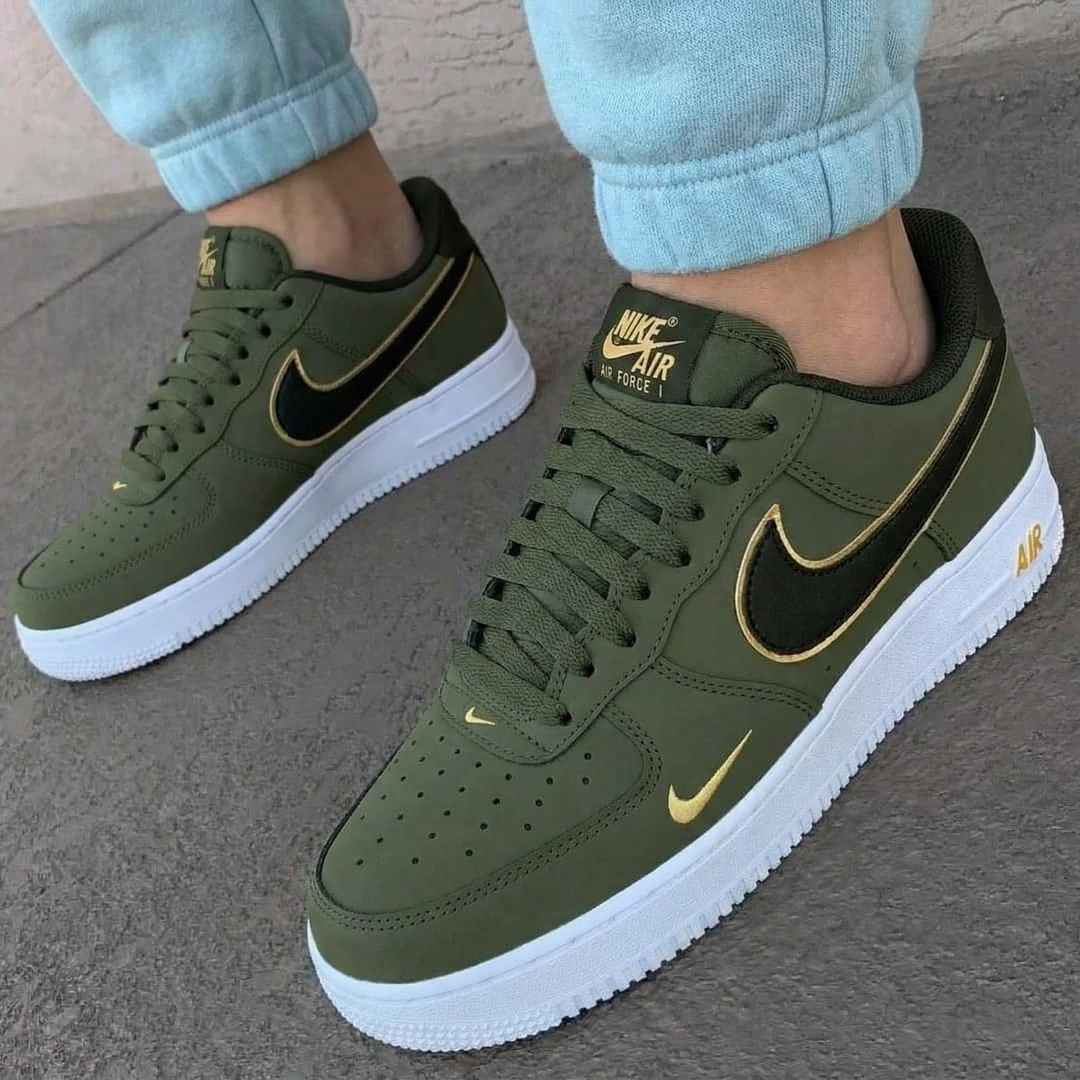 Custom Air Force 1 Olive Gold Trim
