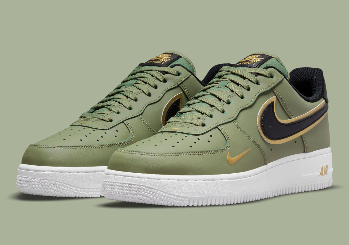 Custom Air Force 1 Olive With Gold And Black Accents
