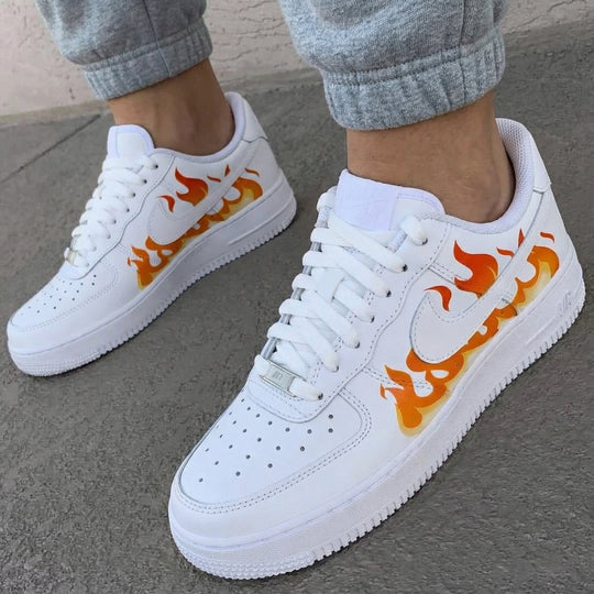 Custom Air Force 1 Orange Flame Design