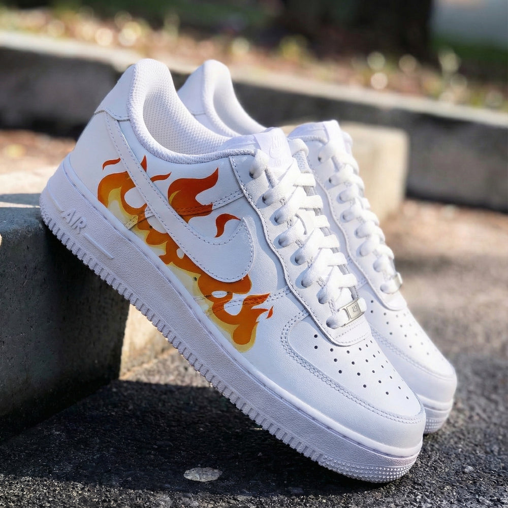Custom Air Force 1 Orange Flame Design