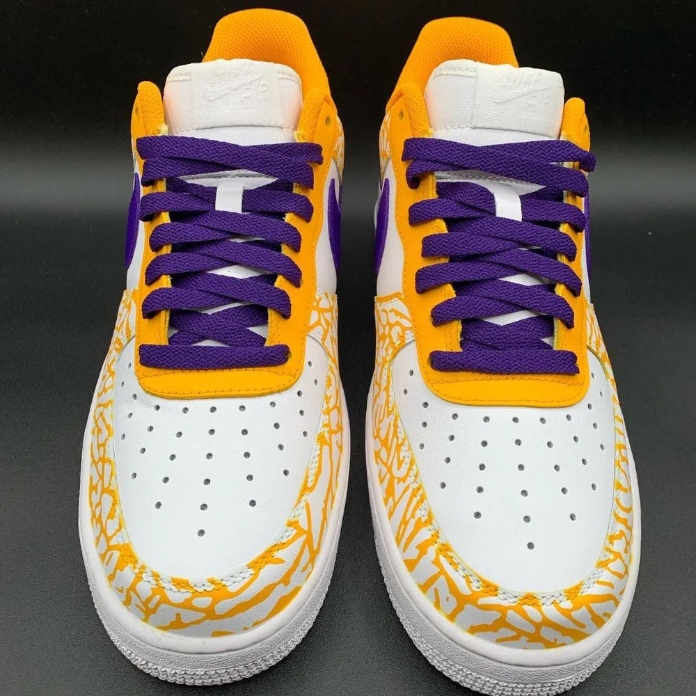 Custom Air Force 1 Orange Purple Crackle Pattern
