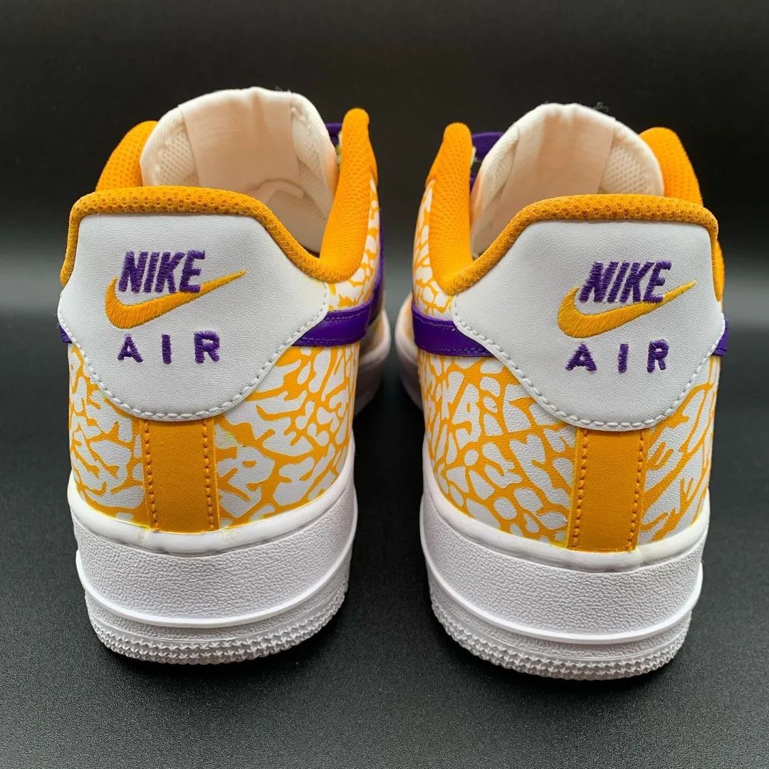 Custom Air Force 1 Orange Purple Crackle Pattern