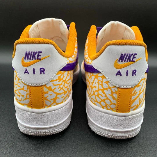 Custom Air Force 1 Orange Purple Crackle Pattern